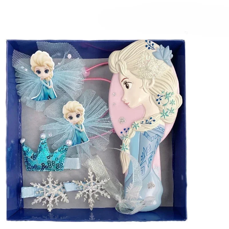 6pcs/set Lovely Frozen Elsa Anna Necklace Bracelet Ring Figure Toys Cute Disney Princess Frozen Accessories Toy Kids Girls Gifts