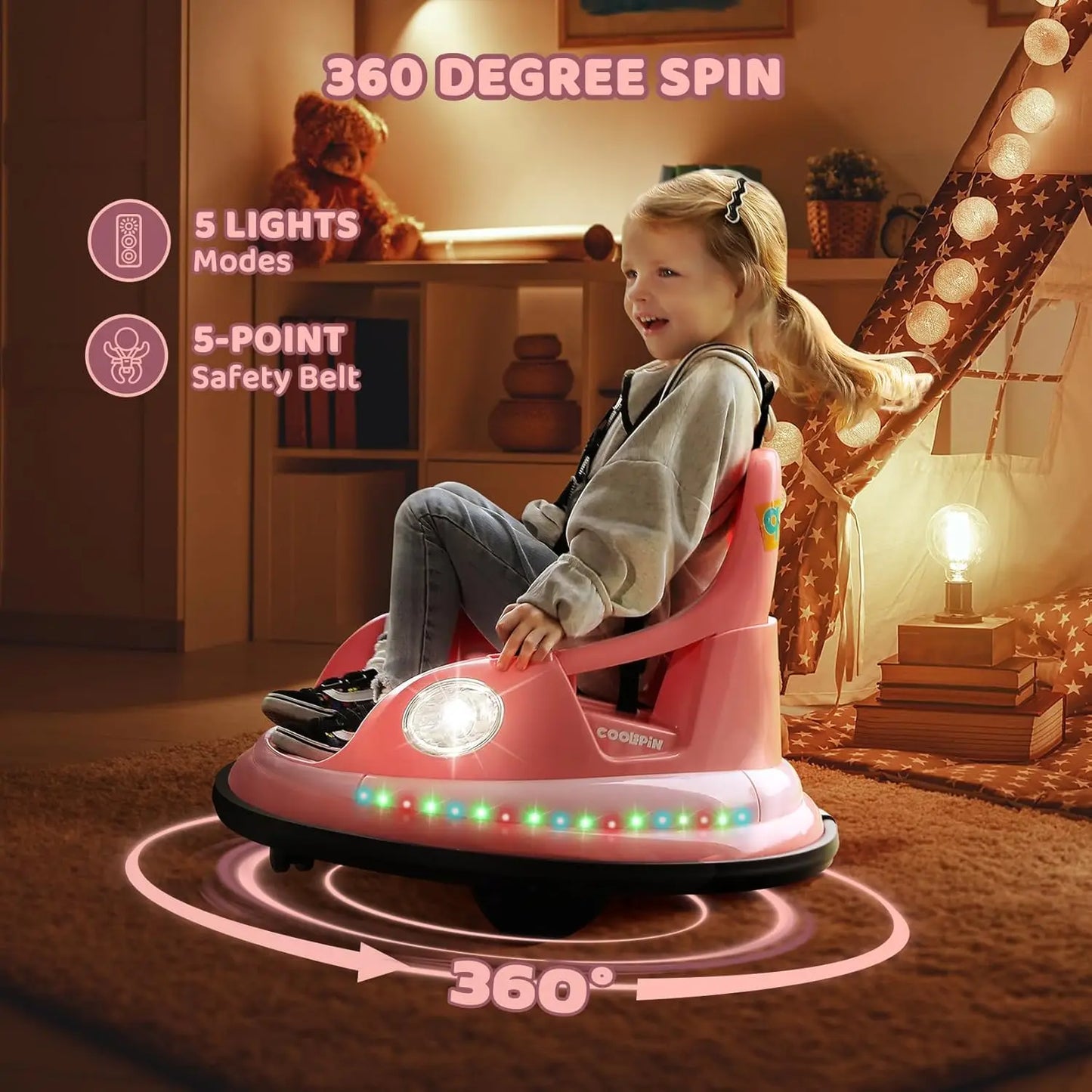 Bumper Car for Kids,1.9mph Max,12V Toddler Ride on Toys with Remote Control,2-Speed,2 Playing Modes,360 Degree Spin,Bump