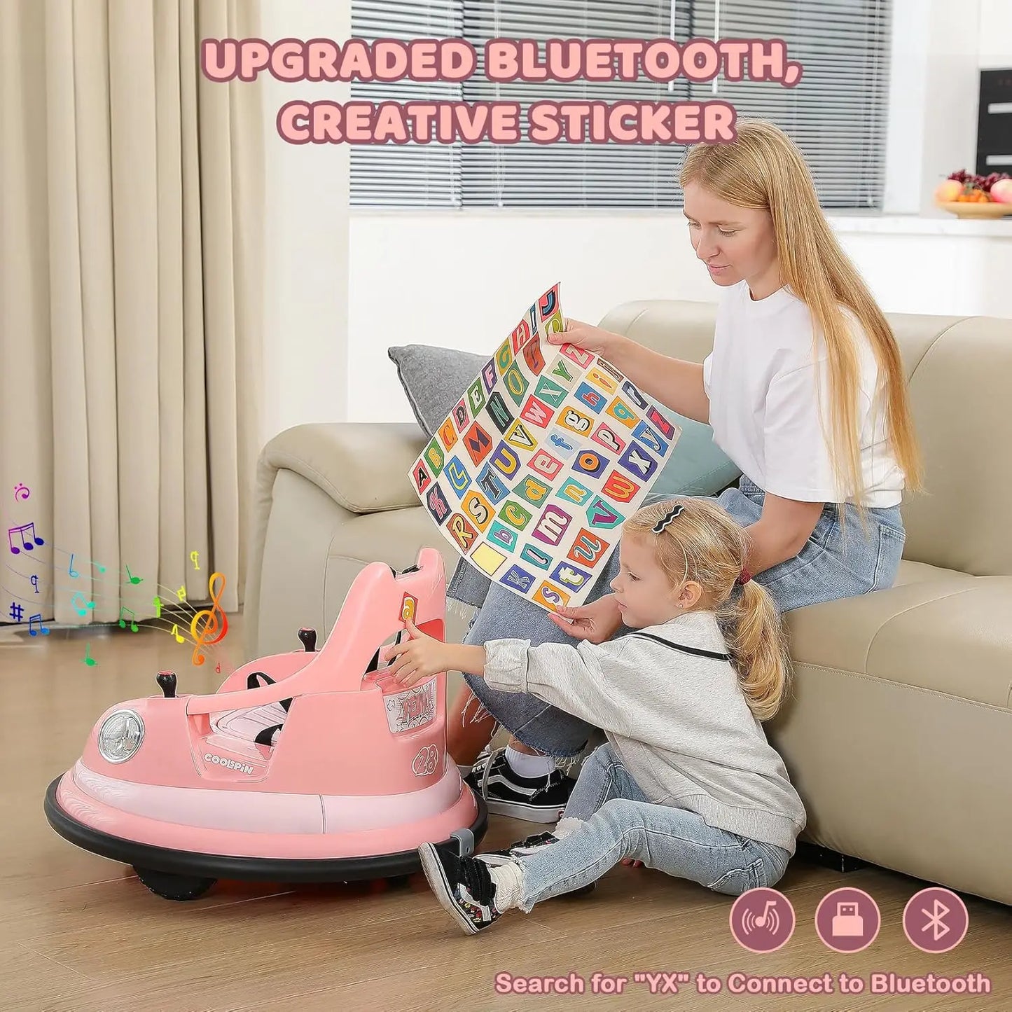 Bumper Car for Kids,1.9mph Max,12V Toddler Ride on Toys with Remote Control,2-Speed,2 Playing Modes,360 Degree Spin,Bump