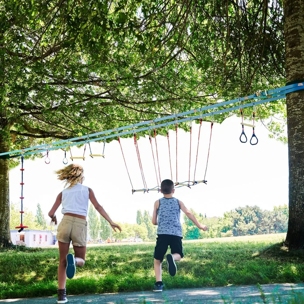 Obstacle Course 110 Ft Ninja Warrior Obstacle Course Accessories Monkey Bars Climbing Rope Ninja Rings Trapeze Swing Bar