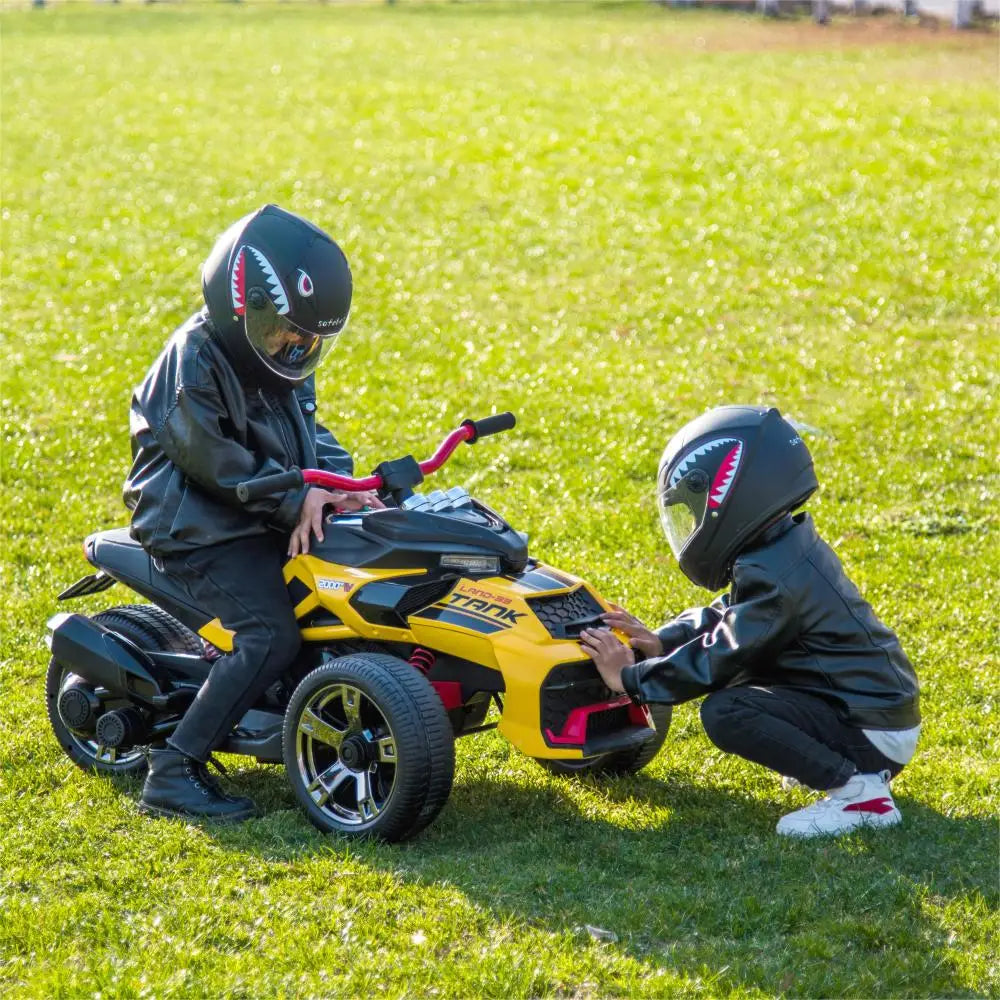 24V Kids Ride On ATV, 3 Wheeler Electric Vehicle, Battery Powered Ride on Motorcycle for Boys Girls with LED Lights, Music