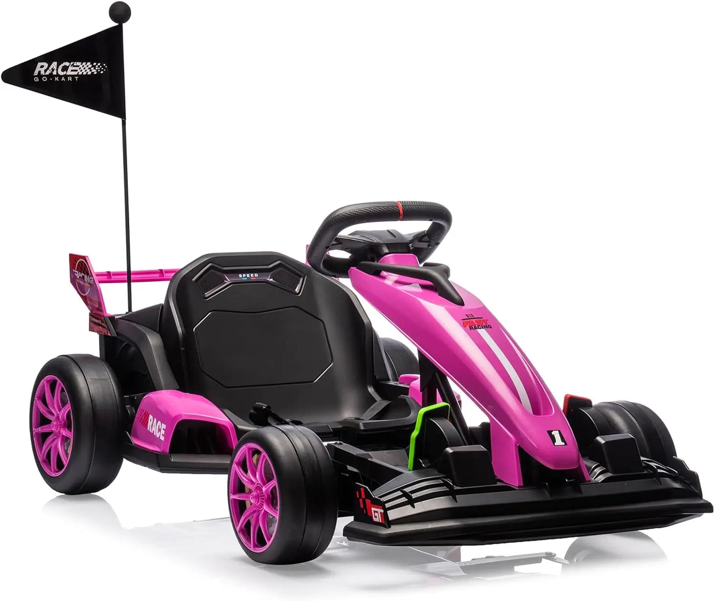 24V Go Kart, Electric Drift Kart Car with Adjustable Seat, Outdoor Ride On Toy with Variable Speed Mode, High-Speed Racing