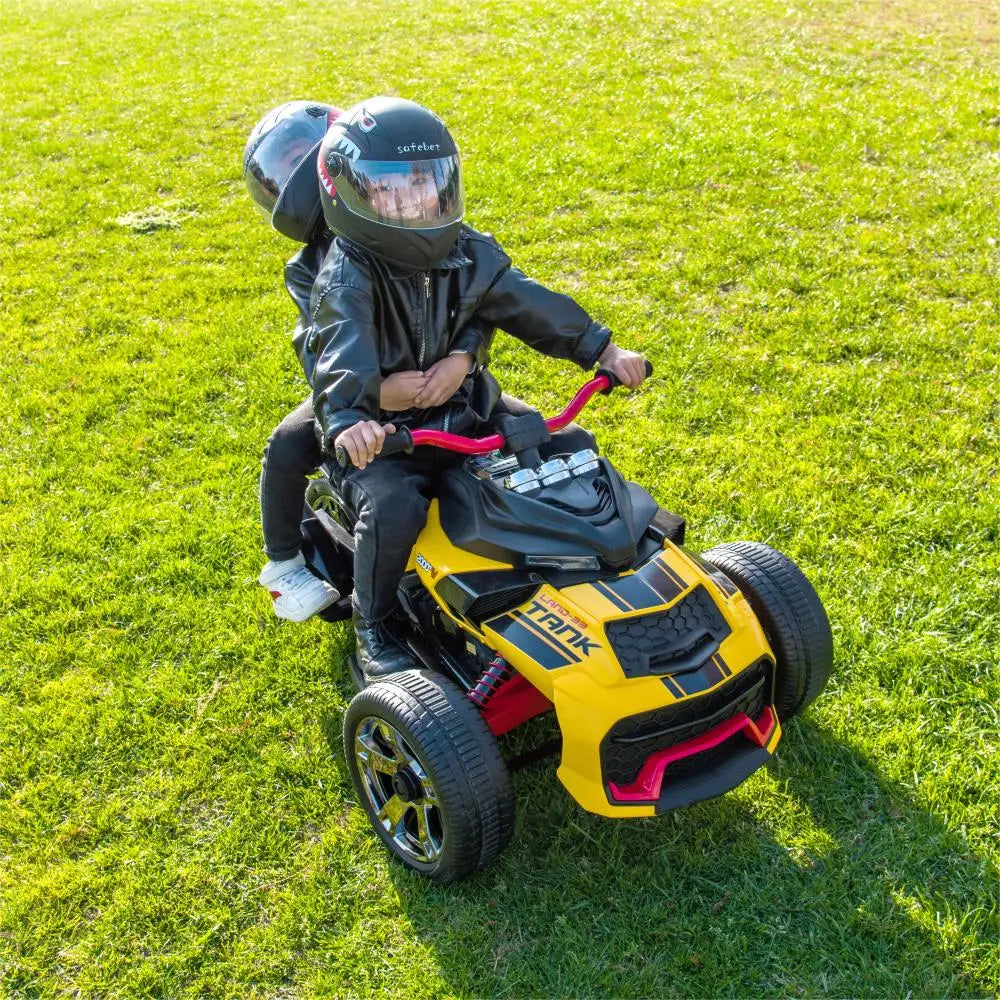 24V Kids Ride On ATV, 3 Wheeler Electric Vehicle, Battery Powered Ride on Motorcycle for Boys Girls with LED Lights, Music