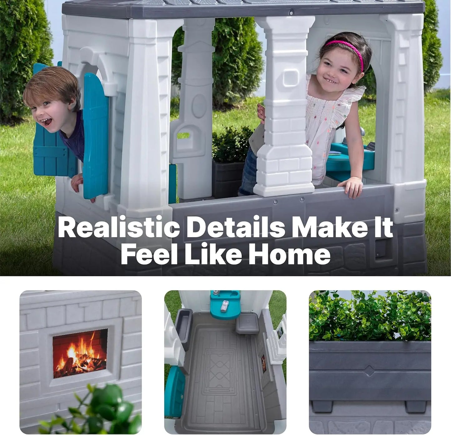 Cottage Kids Playhouse Indoor/Outdoor Playset Interactive Play with Sounds Made of Durable Plastic for Toddlers 1.5+ Years Old