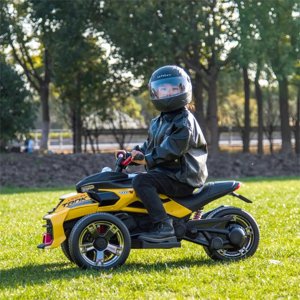 24V Kids Ride On ATV, 3 Wheeler Electric Vehicle, Battery Powered Ride on Motorcycle for Boys Girls with LED Lights, Music