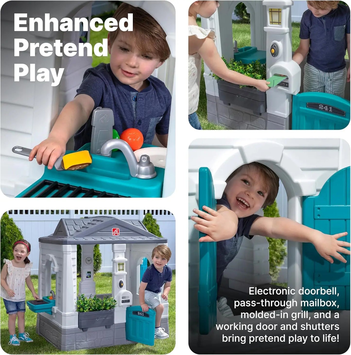 Cottage Kids Playhouse Indoor/Outdoor Playset Interactive Play with Sounds Made of Durable Plastic for Toddlers 1.5+ Years Old