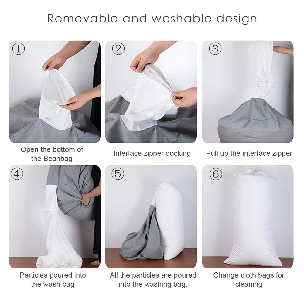 Large Bean Bag Chair Cover Sofa Color Simple Design Indoor Lazy Lounger Cover for Adults and Kids with No Filling