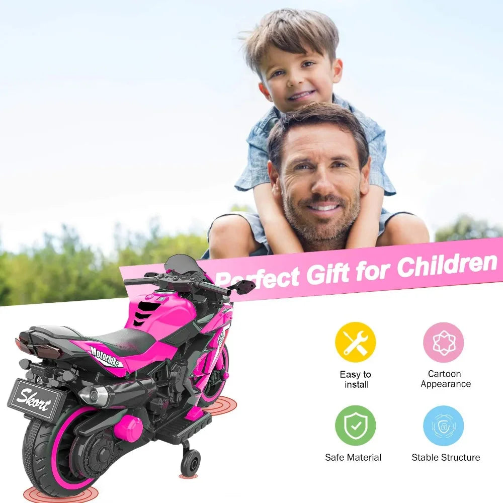 Zogymoz Motorcycle for Kids, 12V Kids Motorcycle Ride on for 3-8 Years Childs,Powered Ride-ons Toy Gift-Red