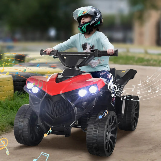 Kids Electric Car, 6V Toddler ATV  Ride-On Toy, 4-Wheel Battery Powered Motorbike for Kids 1-6 Years Old, In/Outdoor Playroom