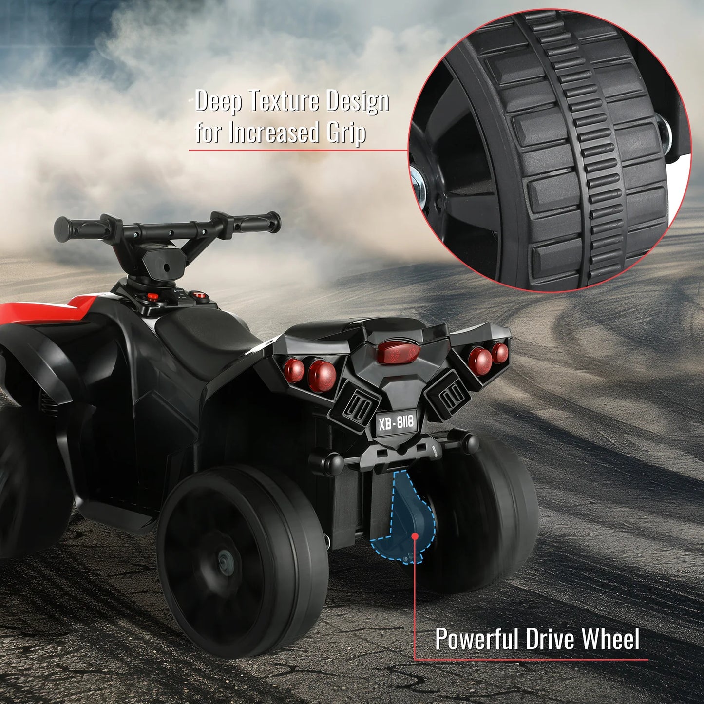 Kids Electric Car, 6V Toddler ATV  Ride-On Toy, 4-Wheel Battery Powered Motorbike for Kids 1-6 Years Old, In/Outdoor Playroom