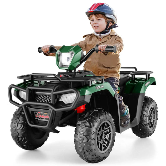 Kids 12V Ride on ATV , Electric Vehicle for Toddlers,High/Low 2.2mph Safety Speed, Forward/Backward,LED Light, Music,USB, Green