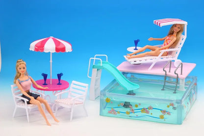 genuine swim accessories for barbie princess doll swimming pool house games furniture playground 1/6 bjd doll pool toy gift