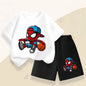 Summer Boys Breathable T Shirt Shorts Two Piece Set Disney Anime Spiderman Kids Casual Outfits Child Short Sleeved Top Suit