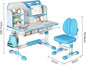 Kids Functional Desk and Chair Set, Ergonomic Height Adjustable Children School Study Desk with Tilt Desktop, Book Stand