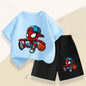 Summer Boys Breathable T Shirt Shorts Two Piece Set Disney Anime Spiderman Kids Casual Outfits Child Short Sleeved Top Suit