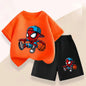 Summer Boys Breathable T Shirt Shorts Two Piece Set Disney Anime Spiderman Kids Casual Outfits Child Short Sleeved Top Suit