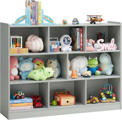 Wooden Bookcase, Storage Organizer with Anti-Tilt Device, Modern Storage Display Cabinet for Living Room, Classroom, Kid’s Room