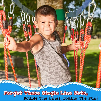 Obstacle Course  110 Ft  Ninja Warrior Obstacle Course Accessories Monkey Bars  Climbing Rope  Ninja Rings  Trapeze Swing Bar