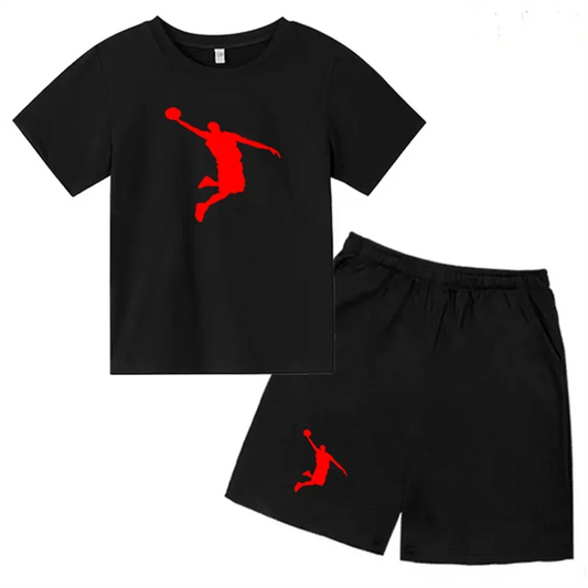 Children's Clothing Boys Girls T-shirt Set 3-12 Year Toddler Tops Shorts Printing Basketball Fashion Leisure Brand Summer Wear