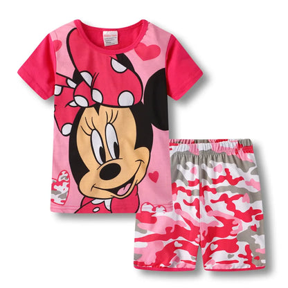 New Summer Children's Pajamas Set Minnie girls Home Clothing Set Cartoon girl Short Sleeves Nightgown Kids nighty