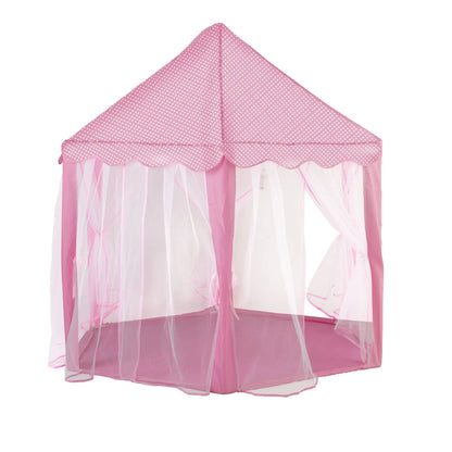 53"H Princess Castle Play Tent Indoor and Outdoor Pink House with LED Star Lights for Kids