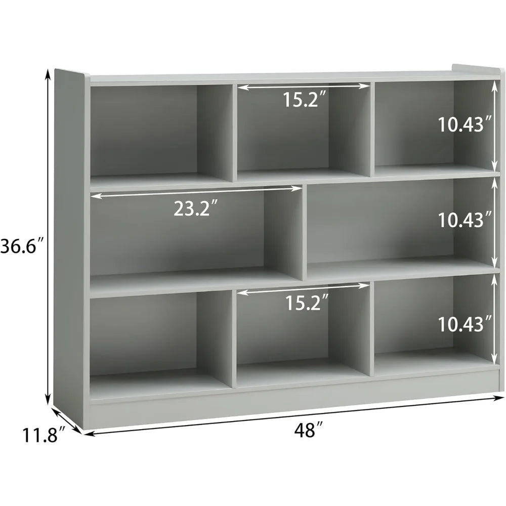 Wooden Bookcase, Storage Organizer with Anti-Tilt Device, Modern Storage Display Cabinet for Living Room, Classroom, Kid’s Room