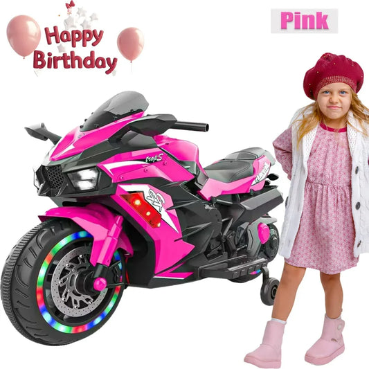 Zogymoz Motorcycle for Kids, 12V Kids Motorcycle Ride on for 3-8 Years Childs,Powered Ride-ons Toy Gift-Red