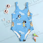 MINISO CuteBluey Print New Girl Summer One-Piece Swimsuit Fashion Cartoon Women Kids Swimwear Sleeveless Swim Clothing
