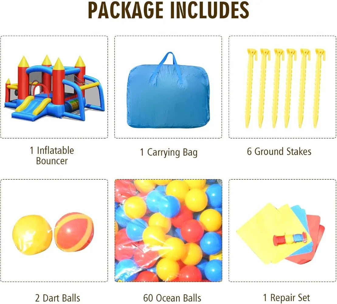 Bounce House Bouncy House for Kids Outdoor w/Slide Soccer Goal Ocean Balls Extra Thick Toddler Indoor Jumper Bouncy Castle