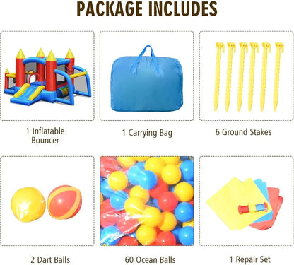 Bounce House Bouncy House for Kids Outdoor w/Slide Soccer Goal Ocean Balls Extra Thick Toddler Indoor Jumper Bouncy Castle