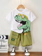 Summer New Baby Boy clothes set Child Pure cotton Fashion Dinosaur Print Short Sleeve 2-piece set cozy Children's clothing
