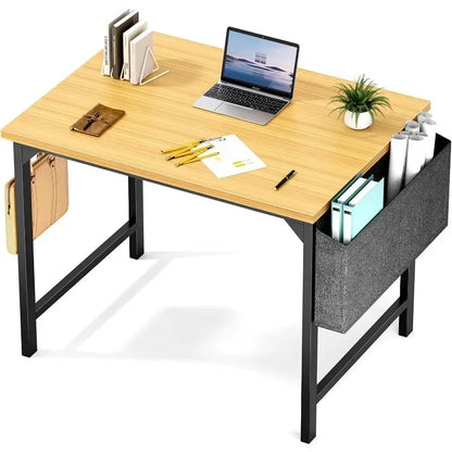 Computer Office Desk 32Inch Kids Student Study Writing Work with Storage Bag & Headphone Hooks Modern Simple Home Bedroom