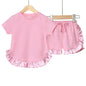 2025 Kids Girls Summer Outfits Solid Cotton T-shirt+Shorts Toddler Teenager Lounge Suit For 9M-7T Casual Girl Breathable Clothes