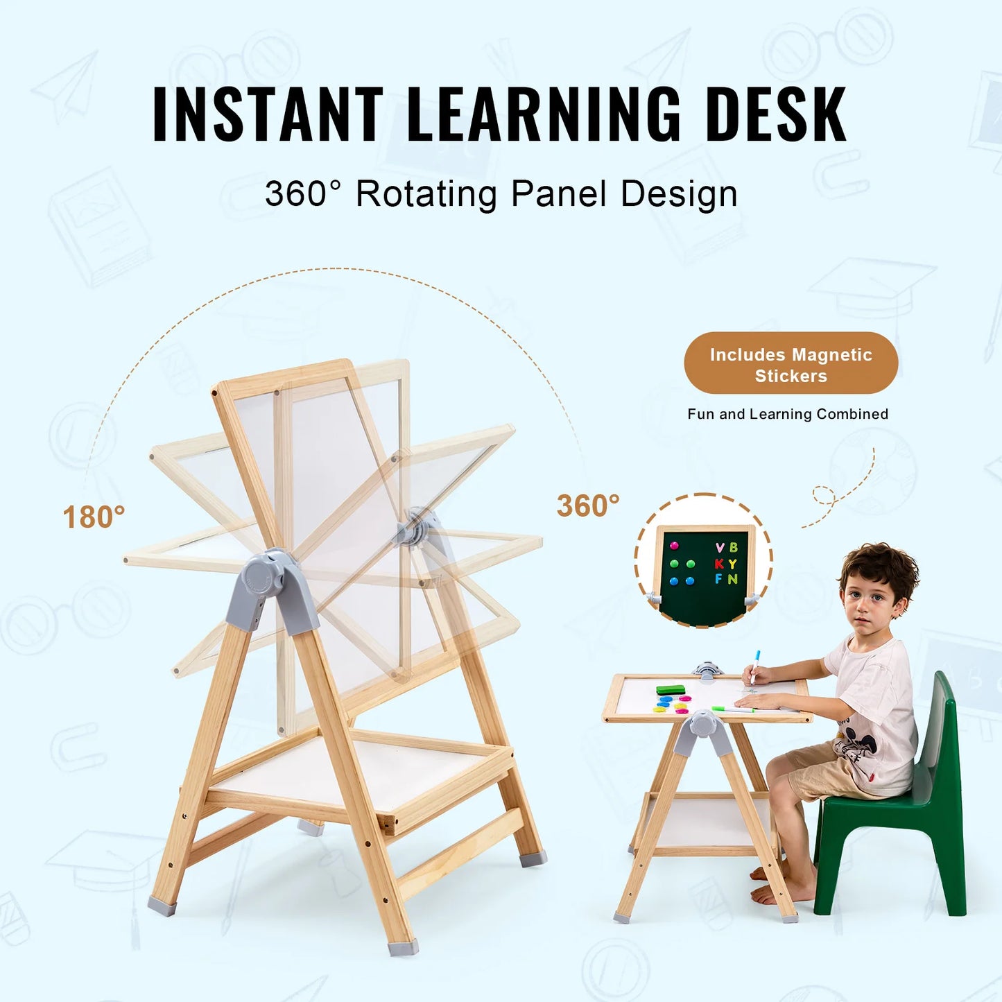VEVOR Standing Magnetic Drawing Board WordPad Art Easel with Painting Accessories Children Educational Toys for Kids Boy Girl