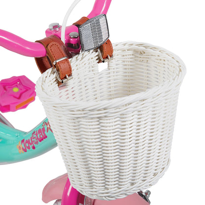JOYSTAR Kids Bike for Girls Age 2-9 Years, 12 14 16 18 Inch Kids Bike with Training Wheels, Doll Seat, Streamers, Basket, Green