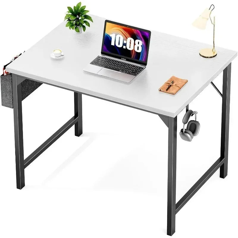 Computer Office Desk 32Inch Kids Student Study Writing Work with Storage Bag & Headphone Hooks Modern Simple Home Bedroom