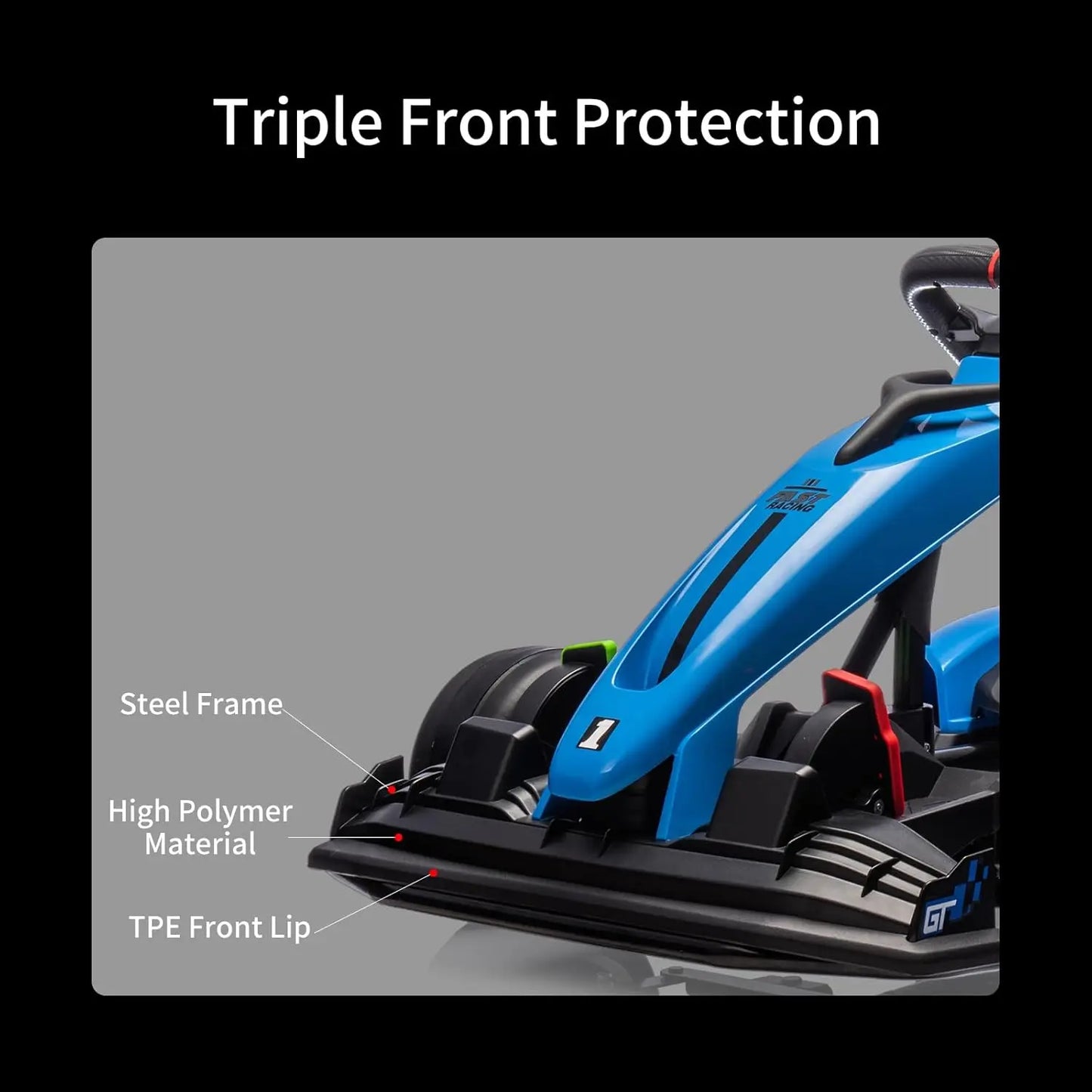 24V Go Kart, Electric Drift Kart Car with Adjustable Seat, Outdoor Ride On Toy with Variable Speed Mode, High-Speed Racing