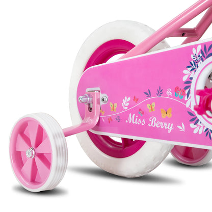 JOYSTAR 10/12 Inch Kids Bike for Boys and Girls Ages 1-4 Years, Toddler Bike with Training Wheels, Detachable Push Handle, Pink