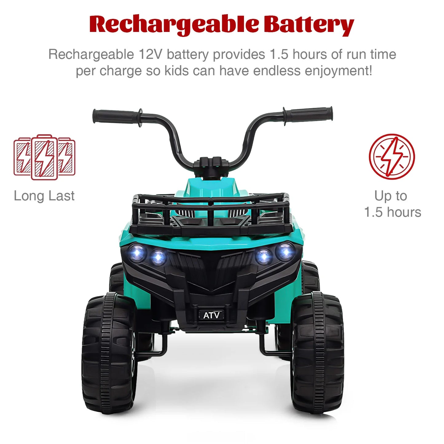 Kids Ride On ATV, 12V Battery Powered Electric Vehicle With Remote Control, 4-Wheeler Quad ATV Play Car For Boys Girls