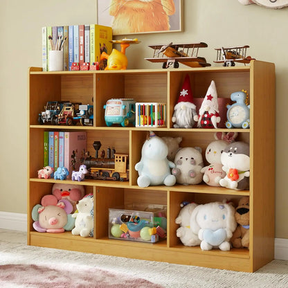 Wooden Bookcase, Storage Organizer with Anti-Tilt Device, Modern Storage Display Cabinet for Living Room, Classroom, Kid’s Room