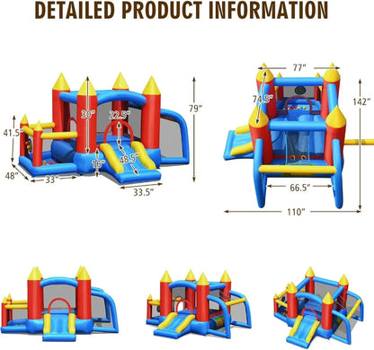 Bounce House Bouncy House for Kids Outdoor w/Slide Soccer Goal Ocean Balls Extra Thick Toddler Indoor Jumper Bouncy Castle
