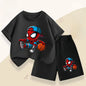 Summer Boys Breathable T Shirt Shorts Two Piece Set Disney Anime Spiderman Kids Casual Outfits Child Short Sleeved Top Suit