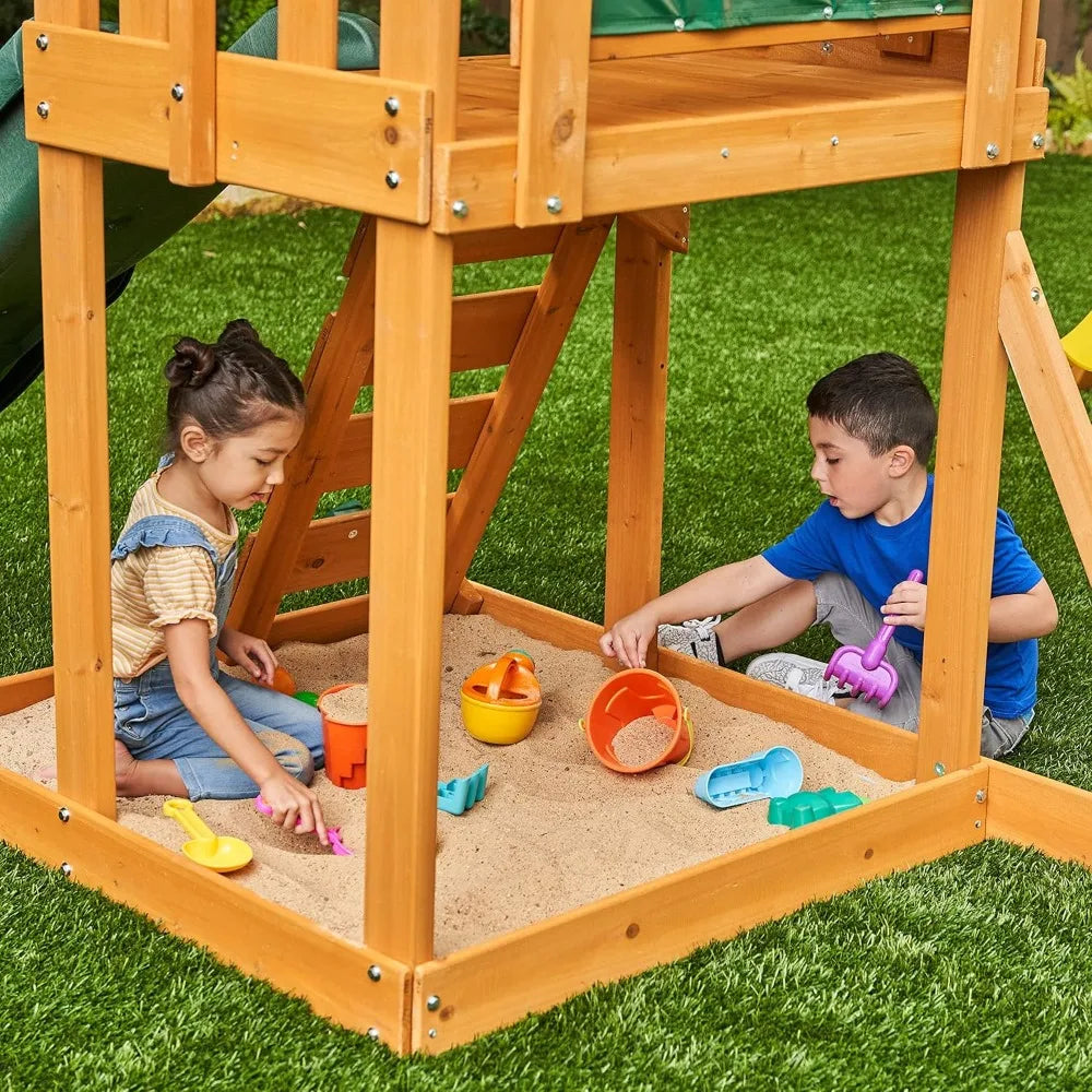 Outdoor Amusement Park, Wooden Swings, Slide Set, Outdoor Activity Park Facilities Designed Specifically for Young Children