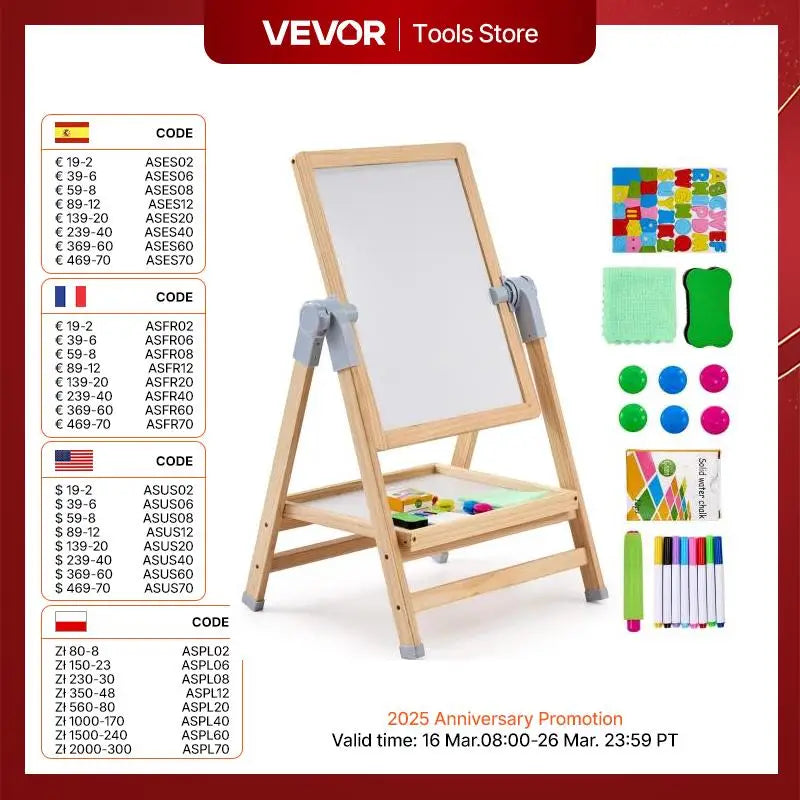 VEVOR Standing Magnetic Drawing Board WordPad Art Easel with Painting Accessories Children Educational Toys for Kids Boy Girl