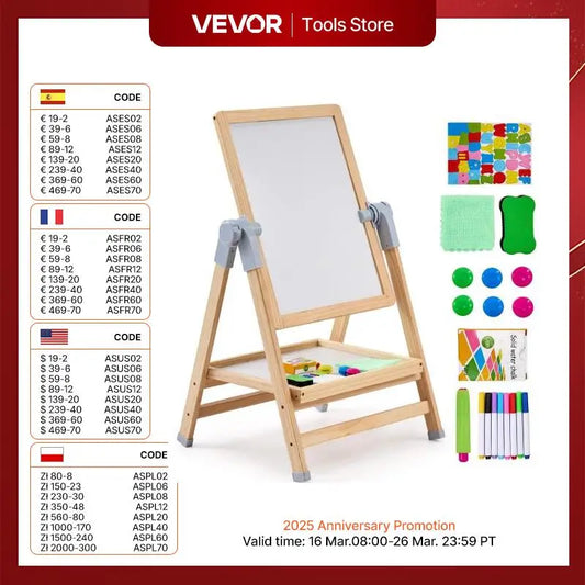 VEVOR Standing Magnetic Drawing Board WordPad Art Easel with Painting Accessories Children Educational Toys for Kids Boy Girl