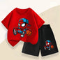 Summer Boys Breathable T Shirt Shorts Two Piece Set Disney Anime Spiderman Kids Casual Outfits Child Short Sleeved Top Suit