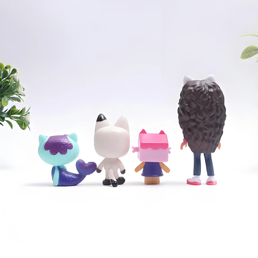13pcs Gabby Dollhouse Anime Figure Toy Smiling Car Cat Hug Gaby Girl Dolls Mercat Cartoon Action Figure Kids Xmas Birthday Gifts