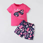 Summer Girls Clothing Set Short Sleeve Floral Print Tops Short Pants 2Pcs Suit For 2-8 Years Kids Fashion Outfit Children Clothe