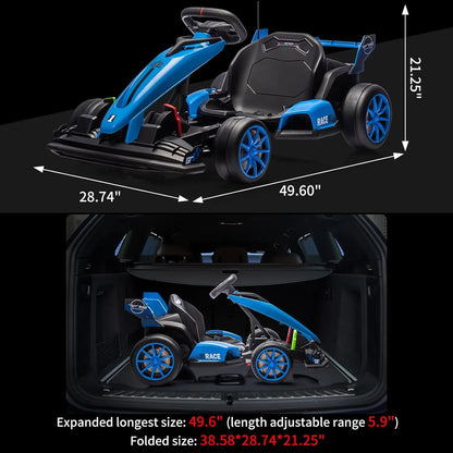 24V Go Kart, Electric Drift Kart Car with Adjustable Seat, Outdoor Ride On Toy with Variable Speed Mode, High-Speed Racing