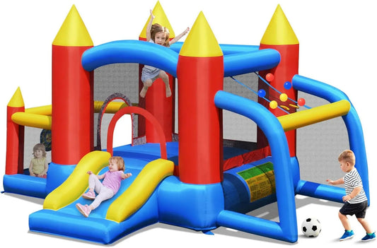 Bounce House Bouncy House for Kids Outdoor w/Slide Soccer Goal Ocean Balls Extra Thick Toddler Indoor Jumper Bouncy Castle